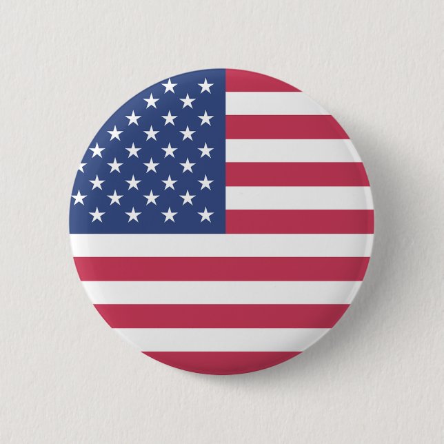 Patriotic American Flag Custom Size Pin Button (Front)