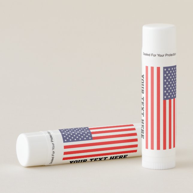 Patriotic American flag custom text lip balm stick (Front)