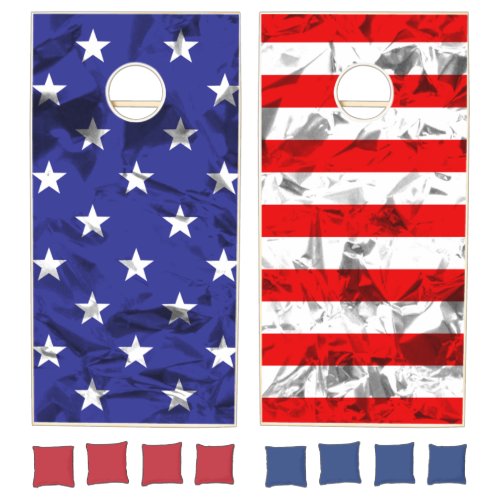 Patriotic American Flag Design Cornhole Set