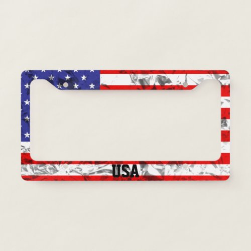 Patriotic American Flag Design License Plate Frame