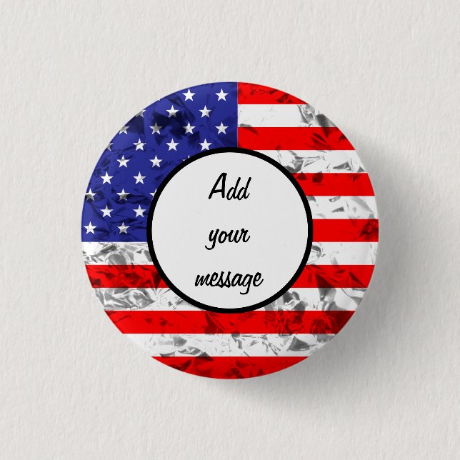 Patriotic American Flag Design Pinback Button (Front)