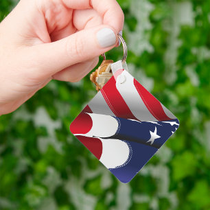 Patriotic American Flag Design Stars and Stripes Keychain