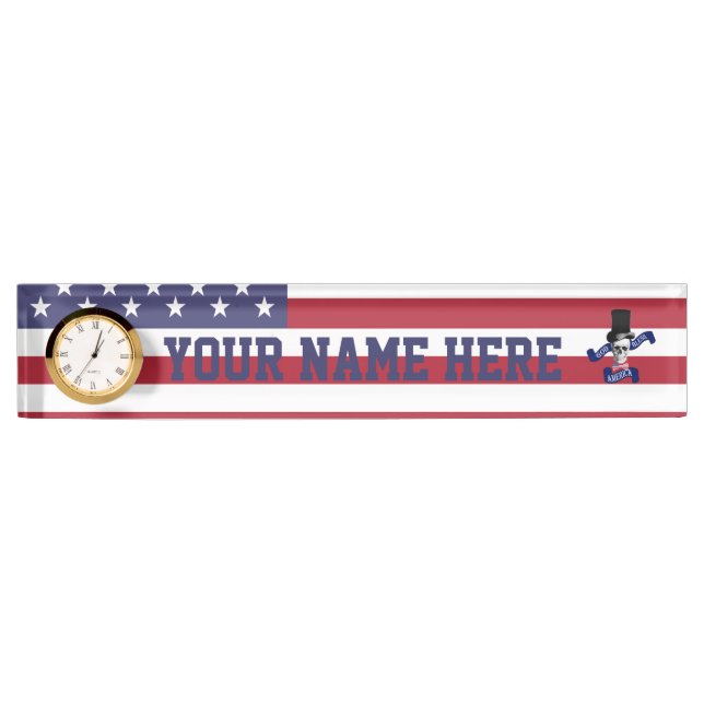 Patriotic American flag Desk Name Plate (Front)