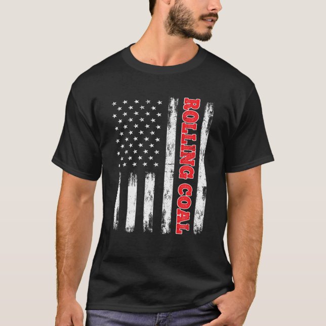 Patriotic American Flag Diesel Power Rolling Coal  T-Shirt (Front)