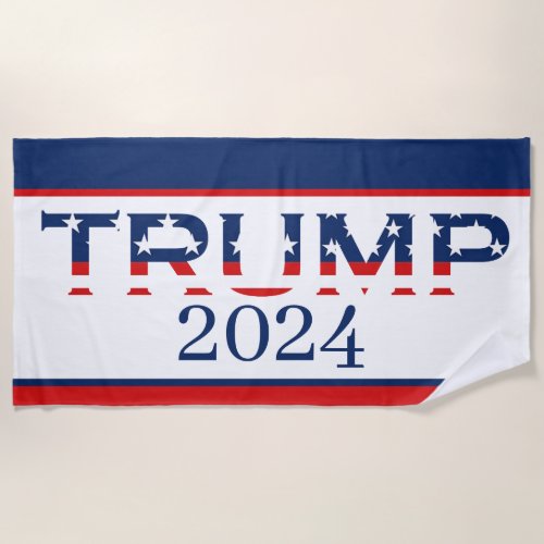 Patriotic American Flag Donald Trump 2024 Beach Towel
