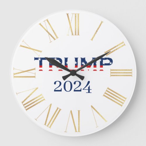 Patriotic American Flag Donald Trump 2024 Large Clock