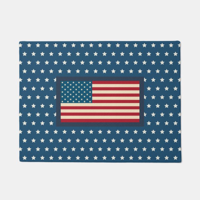 Patriotic American Flag Doormat Gift (Front)