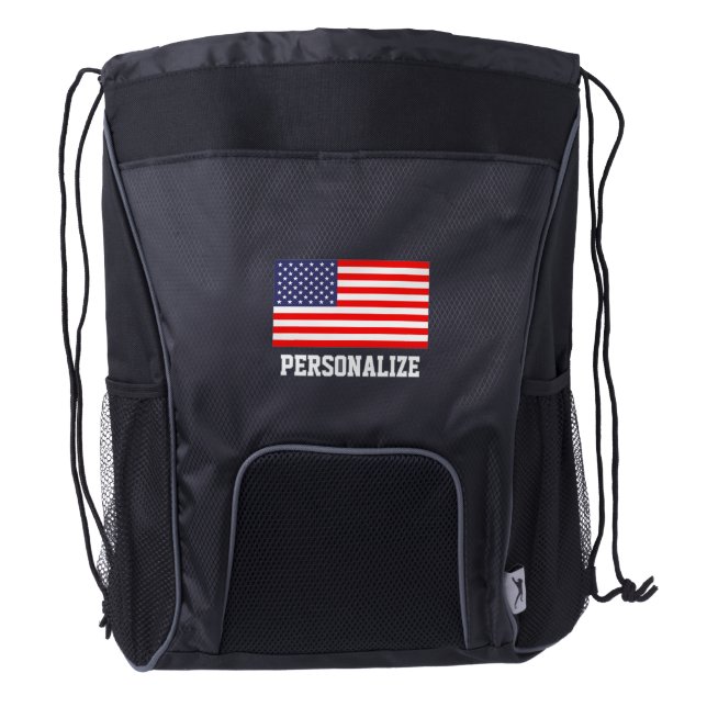 Patriotic American flag drawstring backpack (Front)