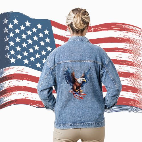 Patriotic American Flag Eagle Denim Jacket
