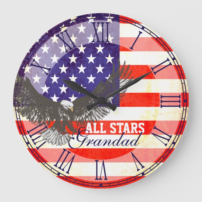 Patriotic American flag eagle grandad wall clock (Front)