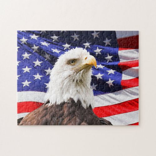 PATRIOTIC AMERICAN FLAG EAGLE JIGSAW PUZZLE