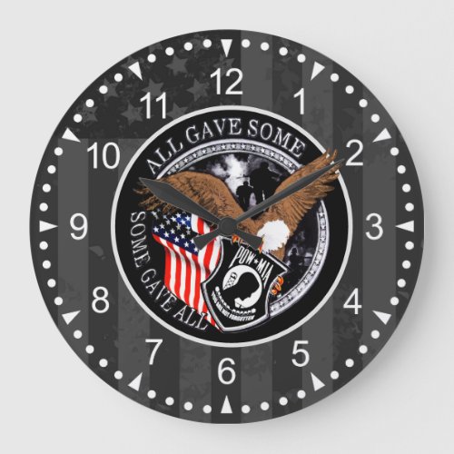 Patriotic American Flag Eagle Military Design Large Clock