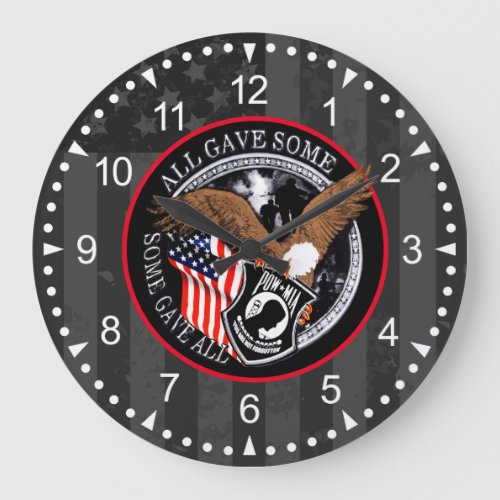 Patriotic American Flag Eagle Military Design Large Clock