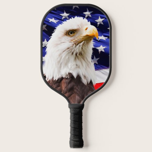 Patriotic American Flag Eagle Monogram Pickleball Paddle