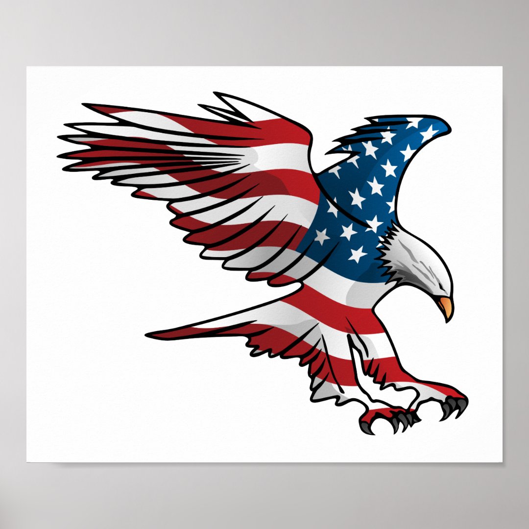 Patriotic American Flag Eagle Poster | Zazzle