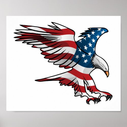 Patriotic American Flag Eagle Poster