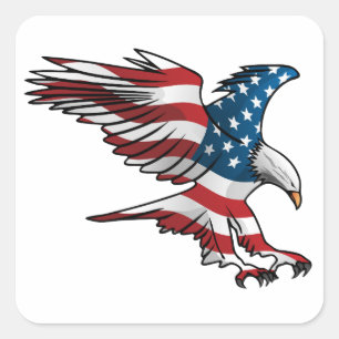 Patriotic American Flag Eagle Square Sticker