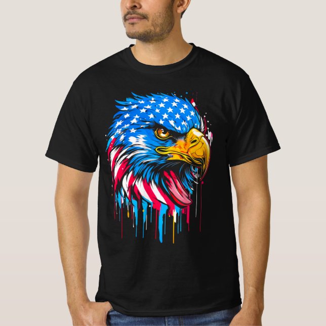  Patriotic American Flag Eagle  T-Shirt (Front)