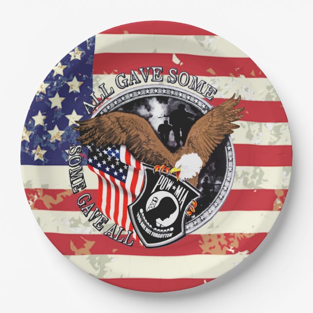 Patriotic American Flag Eagle USA  Paper Plates (Front)