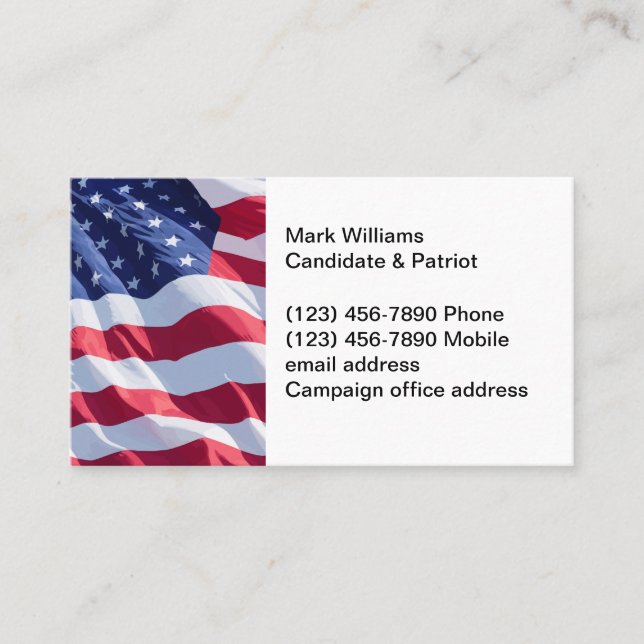 Patriotic American Flag Election Contact Cards (Front)