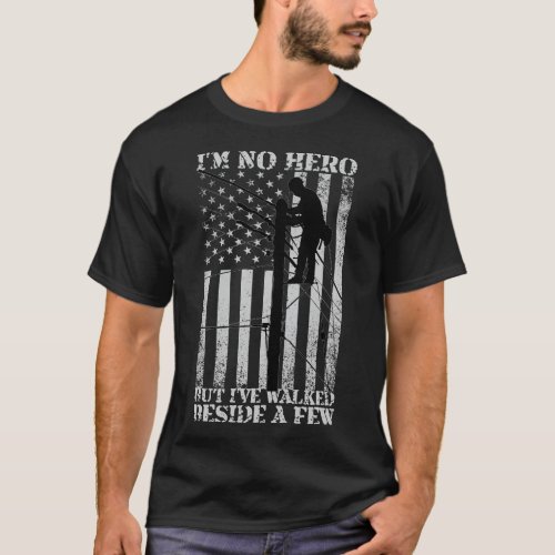 Patriotic American Flag Electric Lineman 4th July T_Shirt