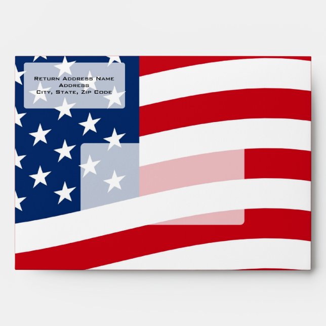 Patriotic American Flag Envelopes, Personalized Envelope (Front)