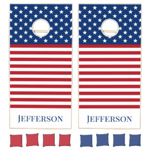Patriotic American Flag Family Cornhole Set