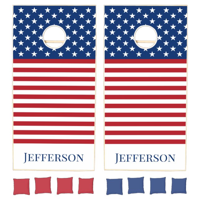 Patriotic American Flag Family Cornhole Set (Set)