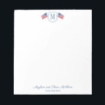 Patriotic American Flag Family Monogram Notepad<br><div class="desc">Introducing our USA Patriotic Red, White, and Blue Notepad, perfect for showcasing your American pride! This stylish notepad features a beautifully detailed American flag design, accented with a single letter monogram of your choice. Ideal for jotting down notes, making lists, or writing messages, this notepad is a must-have for any...</div>