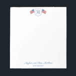 Patriotic American Flag Family Monogram Notepad<br><div class="desc">Introducing our USA Patriotic Red, White, and Blue Notepad, perfect for showcasing your American pride! This stylish notepad features a beautifully detailed American flag design, accented with a single letter monogram of your choice. Ideal for jotting down notes, making lists, or writing messages, this notepad is a must-have for any...</div>