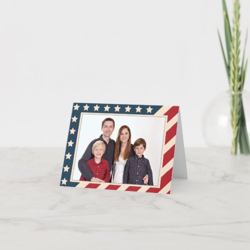 Patriotic American Flag Family Photo Christmas Holiday Card