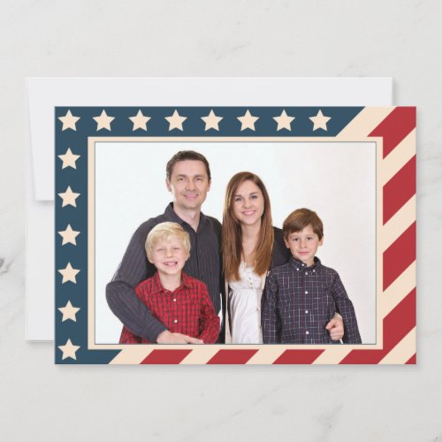 Patriotic American Flag Family Photo Christmas Holiday Card