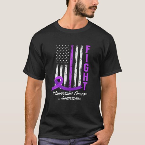 Patriotic American Flag Fight Pancreatic Cancer Aw T_Shirt