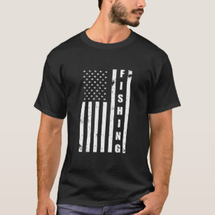 Patriotic American Flag Fishing Distressed Design T-Shirt