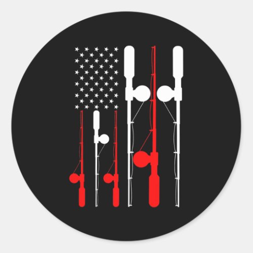 Patriotic American Flag Fishing s for Men 4th of Classic Round Sticker