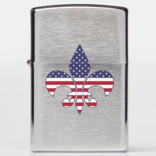 Patriotic American Flag Fleur-de-lis Zippo Lighter