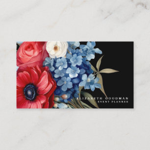 Patriotic American Flag Floral Business Cards