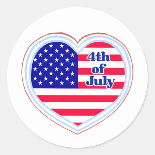 Patriotic American Flag Fourth of July Classic Round Sticker