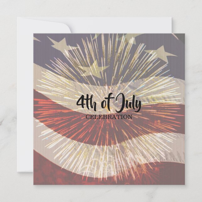 Patriotic American Flag Fourth of July  Invitation (Front)