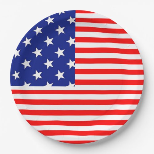 Patriotic American Flag Fourth of July Paper Plate