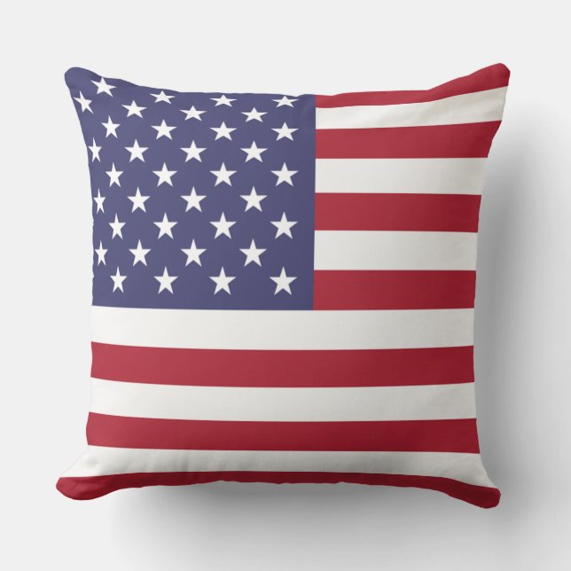 Patriotic American Flag Fourth of July Throw Pillow (Front)
