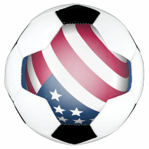 Patriotic American Flag Fun Red White, Blue Globe Soccer Ball