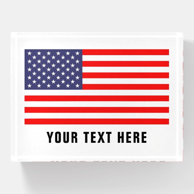 Patriotic American flag glass paperweight gift (Front)