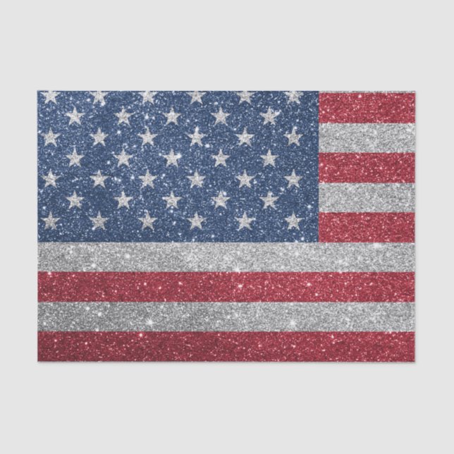 Patriotic American Flag Glitter Tissue Paper (Front)