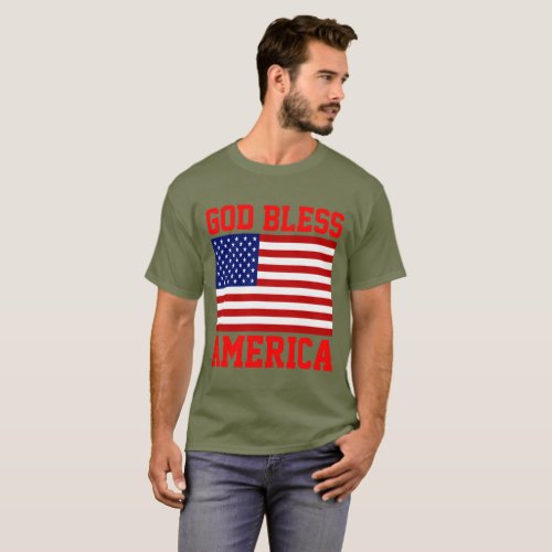 Patriotic American Flag God Bless America T_Shirt