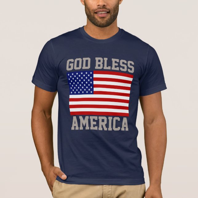 Patriotic American Flag God Bless America T-Shirt (Front)