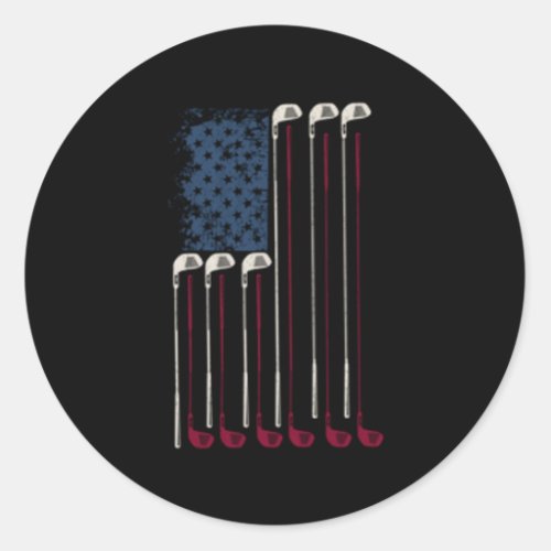 Patriotic American Flag Golf Fan Classic Round Sticker
