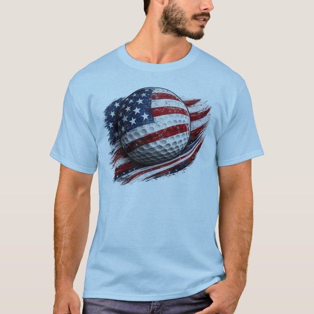 Patriotic American Flag Golf T-Shirt (Front)