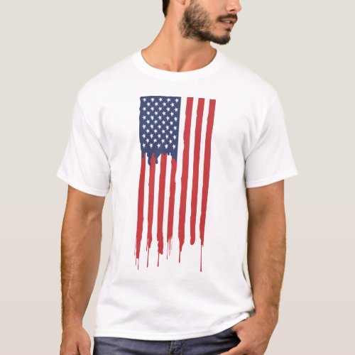 Patriotic American Flag Graffiti T_Shirt