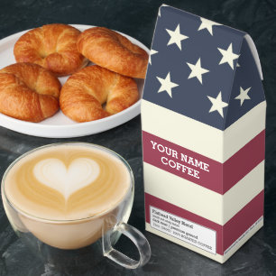 Patriotic American flag ground coffee gift box